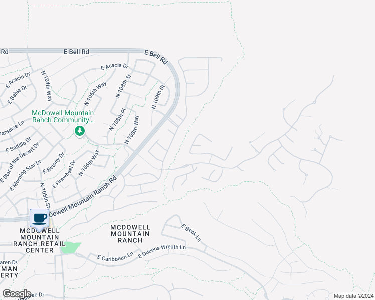 map of restaurants, bars, coffee shops, grocery stores, and more near 16132 North 110th Street in Scottsdale
