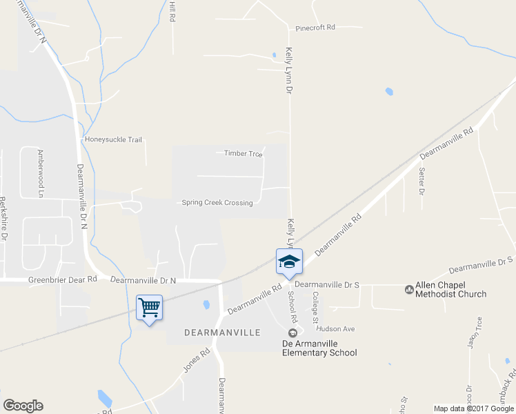 map of restaurants, bars, coffee shops, grocery stores, and more near 67 Spring Creek Crossing in Anniston