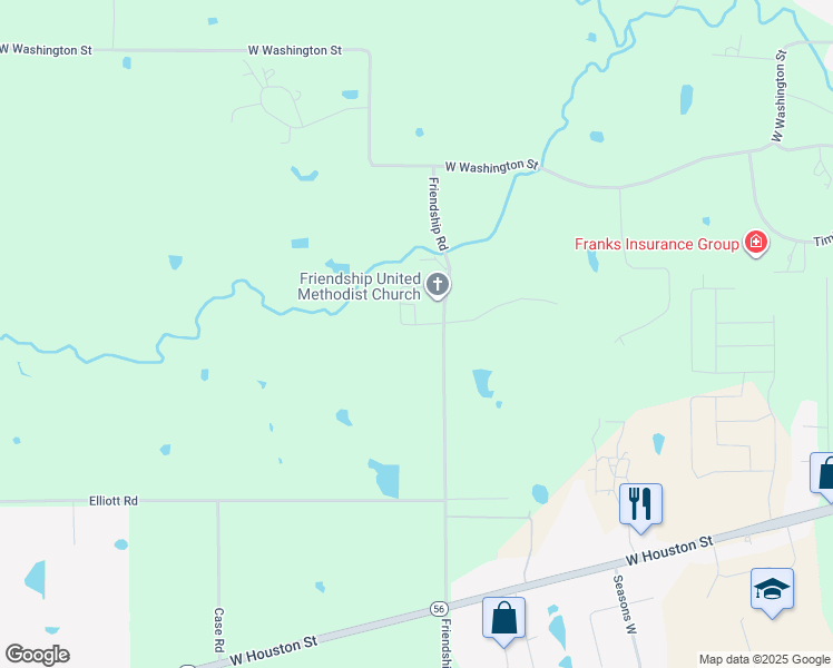 map of restaurants, bars, coffee shops, grocery stores, and more near 369 Friendship Road in Sherman