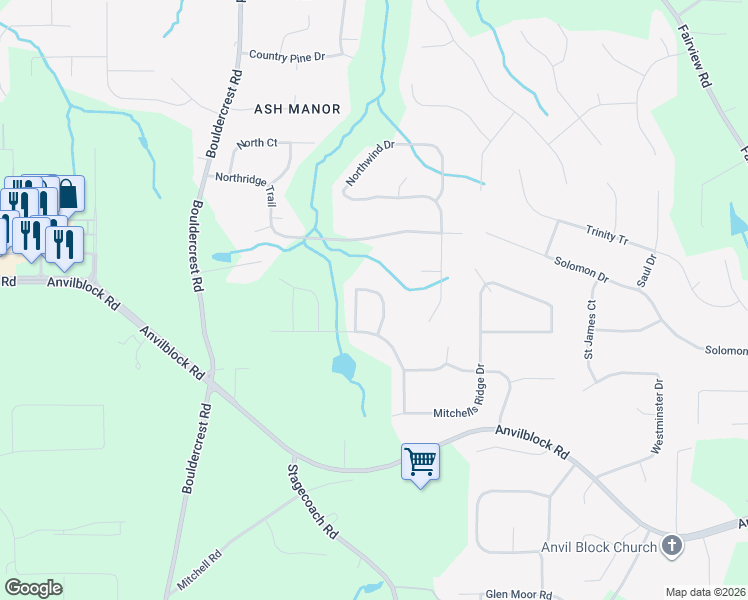 map of restaurants, bars, coffee shops, grocery stores, and more near 4430 Mitchells Ridge Drive in Ellenwood