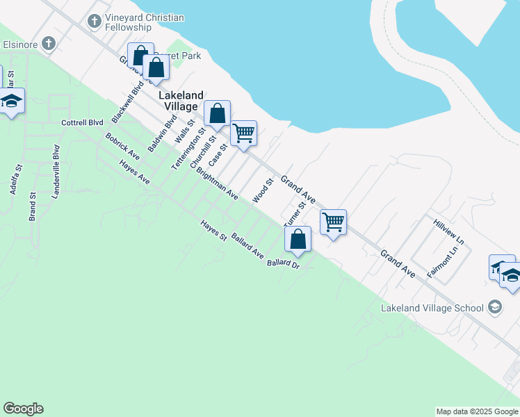 map of restaurants, bars, coffee shops, grocery stores, and more near 18120 Brightman Avenue in Lake Elsinore