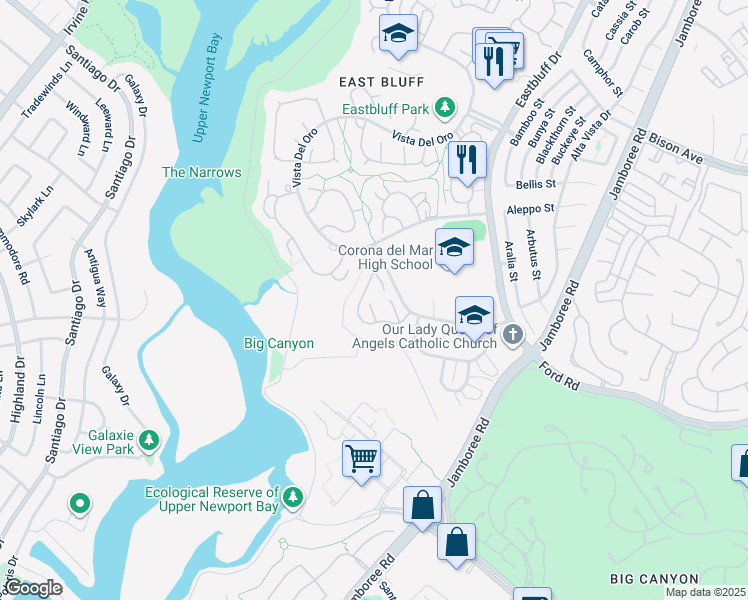 map of restaurants, bars, coffee shops, grocery stores, and more near 2012 Baja in Newport Beach