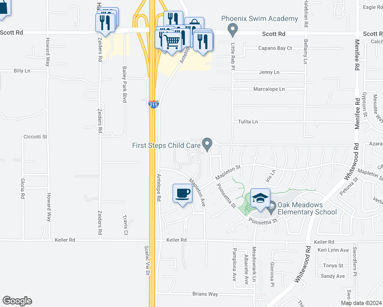 map of restaurants, bars, coffee shops, grocery stores, and more near 33620 Willow Haven Lane in Murrieta