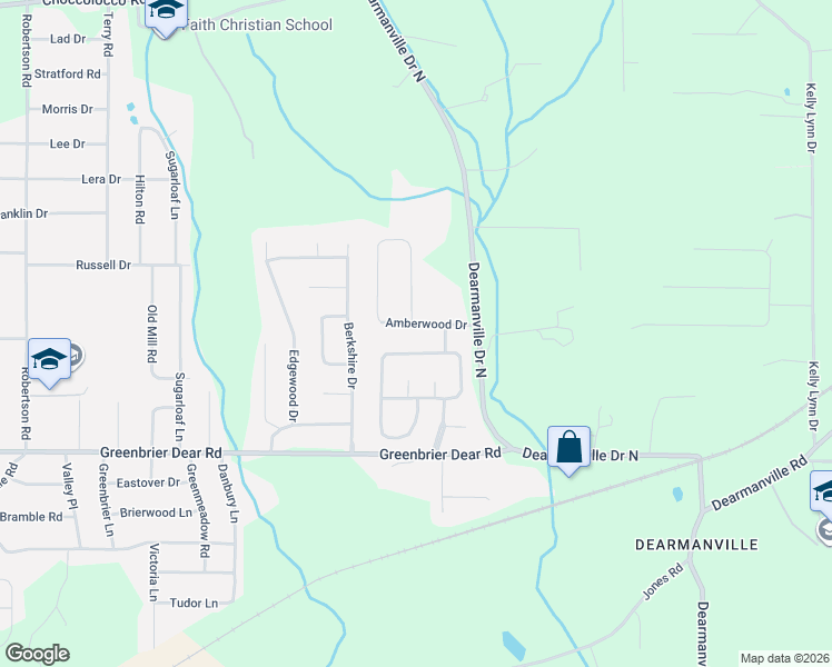 map of restaurants, bars, coffee shops, grocery stores, and more near 4616 Amberwood Dr in Anniston