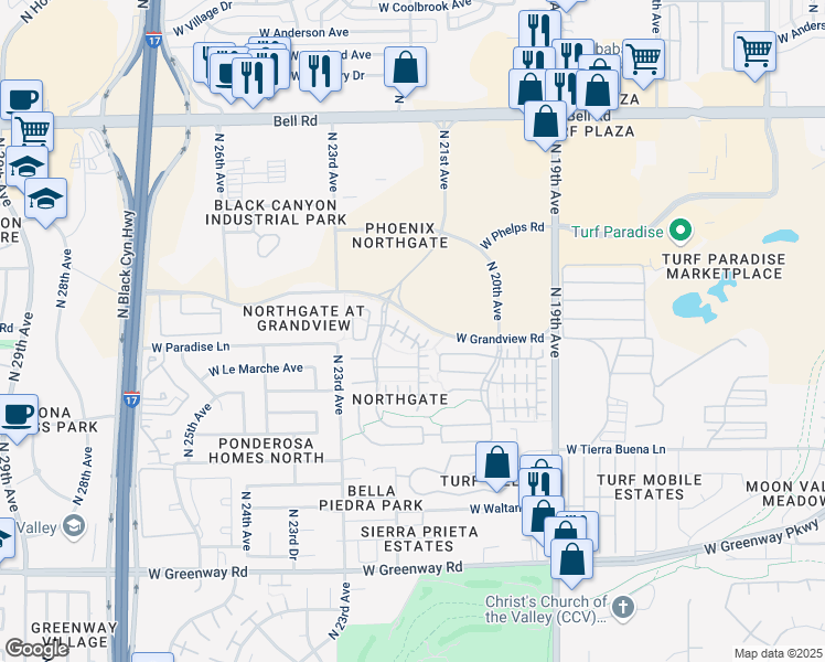 map of restaurants, bars, coffee shops, grocery stores, and more near 2154 Scully Drive in Phoenix