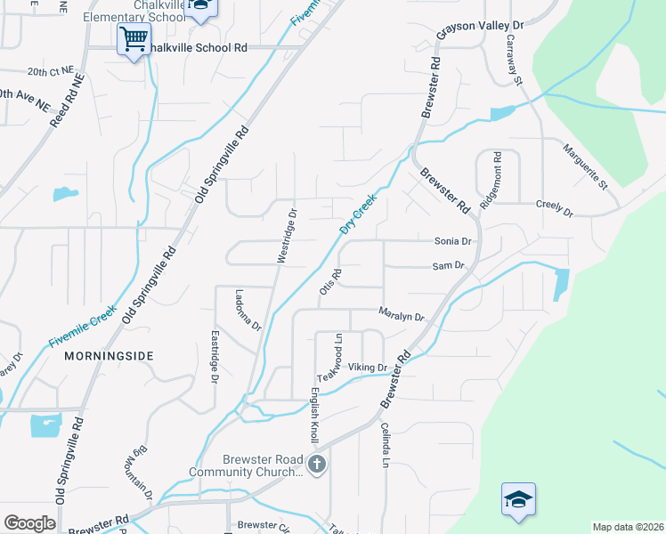 map of restaurants, bars, coffee shops, grocery stores, and more near 1832 Otis Road in Birmingham