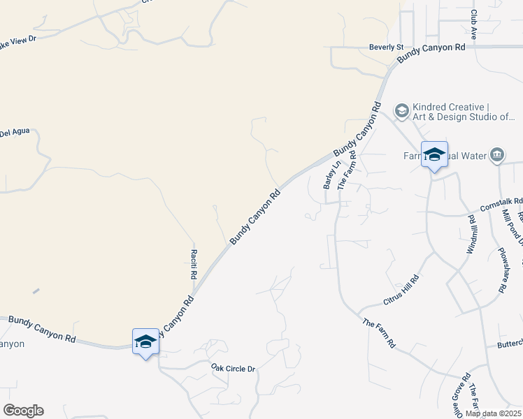 map of restaurants, bars, coffee shops, grocery stores, and more near Bundy Canyon Road in Wildomar