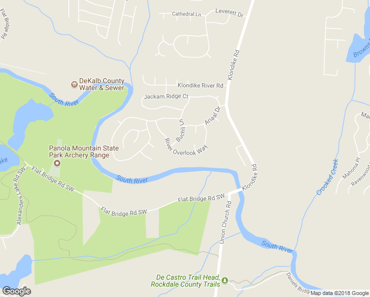 map of restaurants, bars, coffee shops, grocery stores, and more near 4991 River Overlook Way in Lithonia