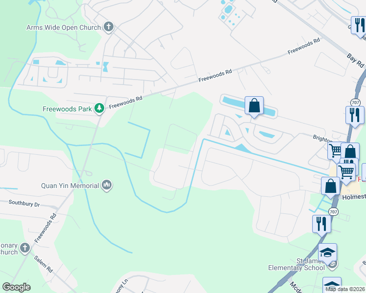 map of restaurants, bars, coffee shops, grocery stores, and more near 10481 Freewoods Road in Myrtle Beach