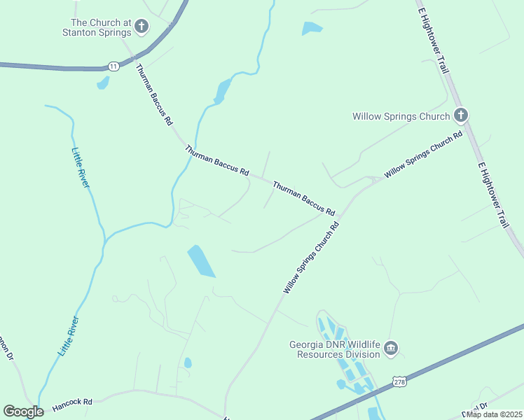 map of restaurants, bars, coffee shops, grocery stores, and more near 5265 Thurman Baccus Road in Social Circle