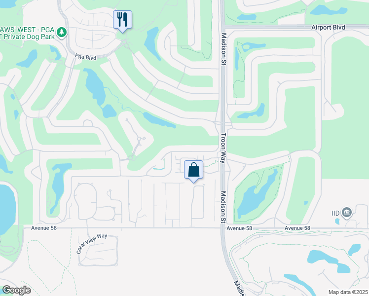 map of restaurants, bars, coffee shops, grocery stores, and more near 80794 Via Puerta Azul in La Quinta