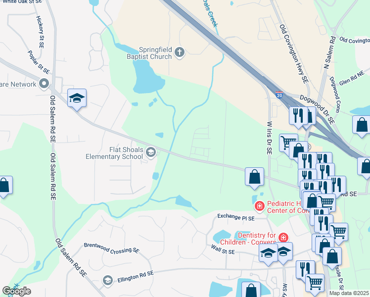 map of restaurants, bars, coffee shops, grocery stores, and more near in Conyers
