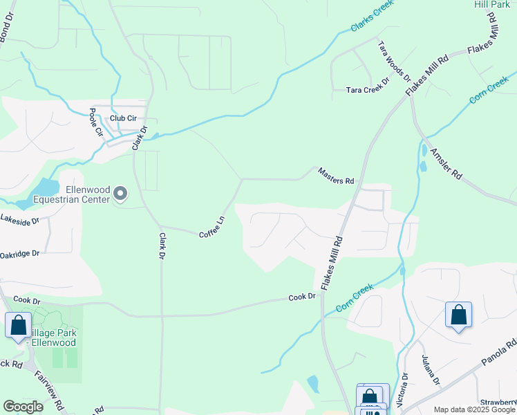 map of restaurants, bars, coffee shops, grocery stores, and more near 3637 Windmill Road in Ellenwood