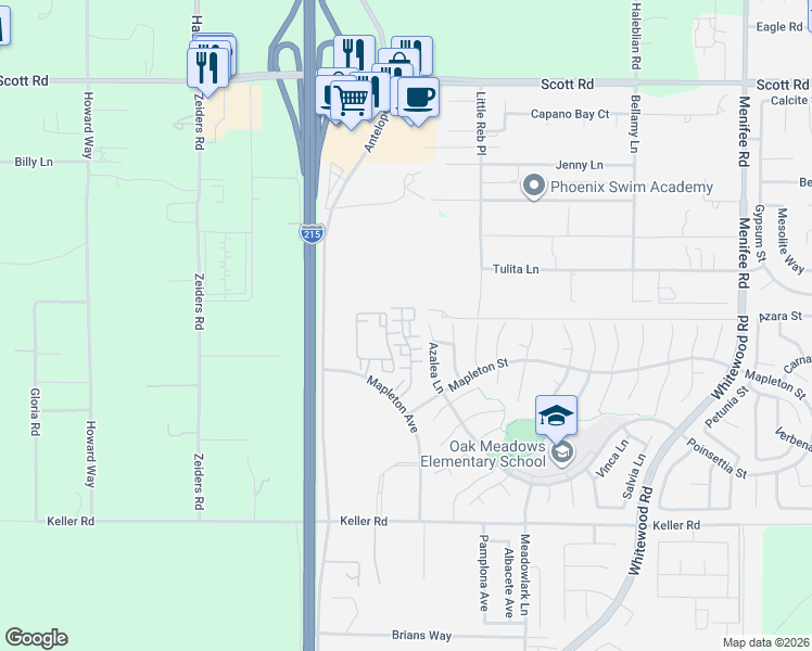 map of restaurants, bars, coffee shops, grocery stores, and more near 33620 Willow Haven Lane in Murrieta