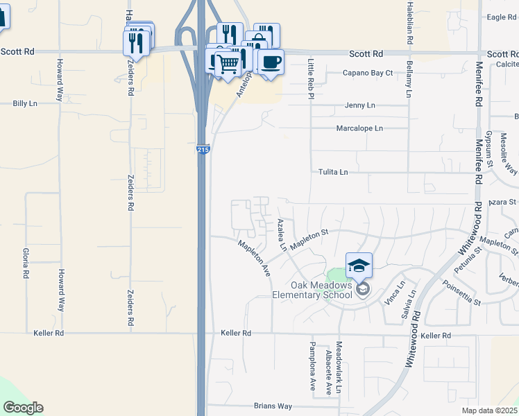 map of restaurants, bars, coffee shops, grocery stores, and more near 33620 Willow Haven Lane in Murrieta