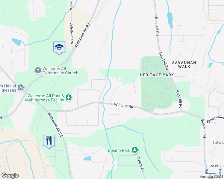 map of restaurants, bars, coffee shops, grocery stores, and more near 4485 Granada Drive in Atlanta