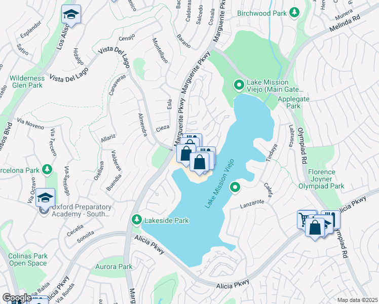 map of restaurants, bars, coffee shops, grocery stores, and more near 27766 Alfabia in Mission Viejo