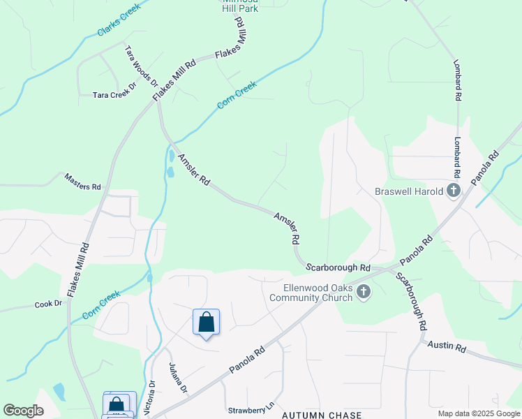 map of restaurants, bars, coffee shops, grocery stores, and more near 4863 Amsler Road in Ellenwood