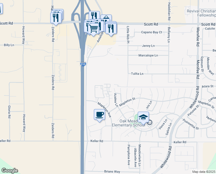 map of restaurants, bars, coffee shops, grocery stores, and more near 33620 Willow Haven Lane in Murrieta