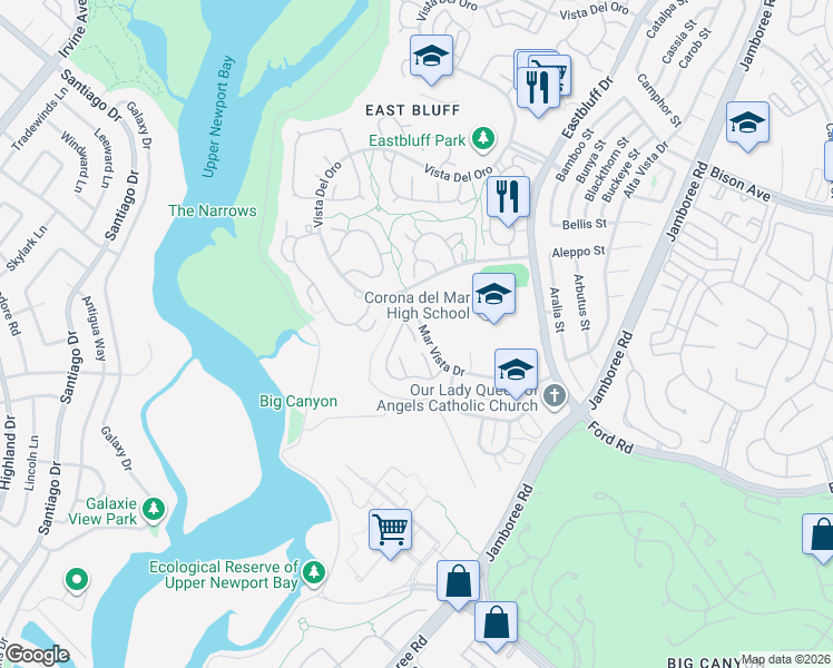 map of restaurants, bars, coffee shops, grocery stores, and more near 1966 San Bruno in Newport Beach