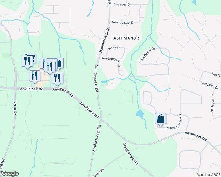 map of restaurants, bars, coffee shops, grocery stores, and more near 4476 Bouldercrest Road in Ellenwood
