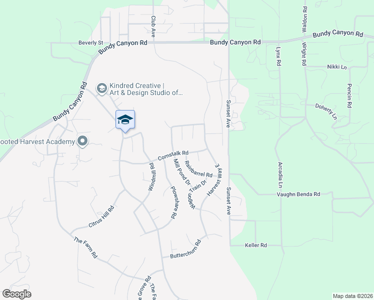 map of restaurants, bars, coffee shops, grocery stores, and more near 33446 Furrow Court in Wildomar