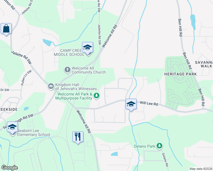 map of restaurants, bars, coffee shops, grocery stores, and more near 4501 Muhammad Drive in College Park