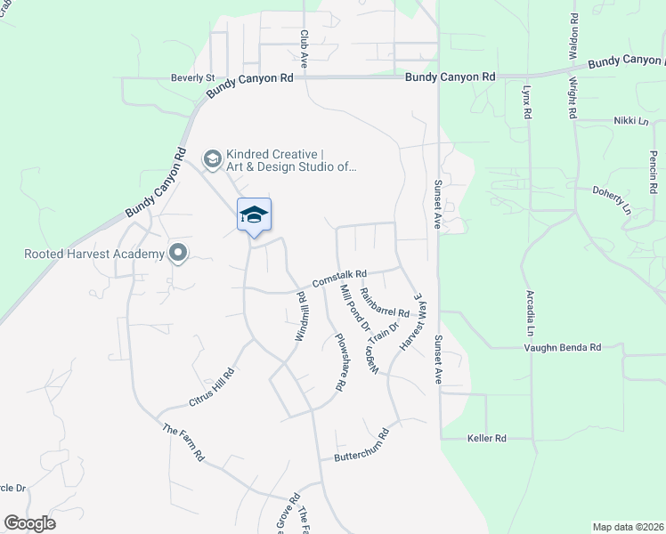map of restaurants, bars, coffee shops, grocery stores, and more near 33451 Calico Court in Wildomar