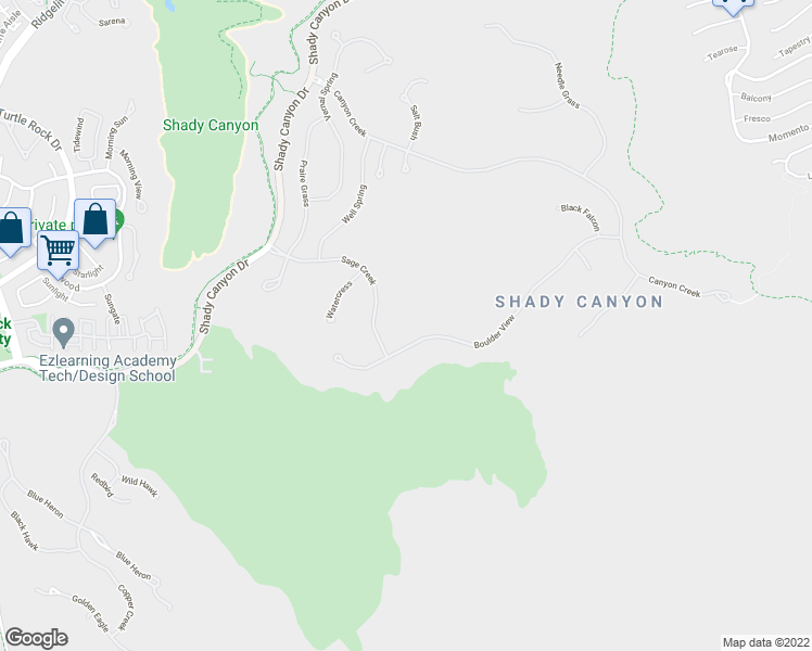 map of restaurants, bars, coffee shops, grocery stores, and more near 35 Boulder View in Irvine