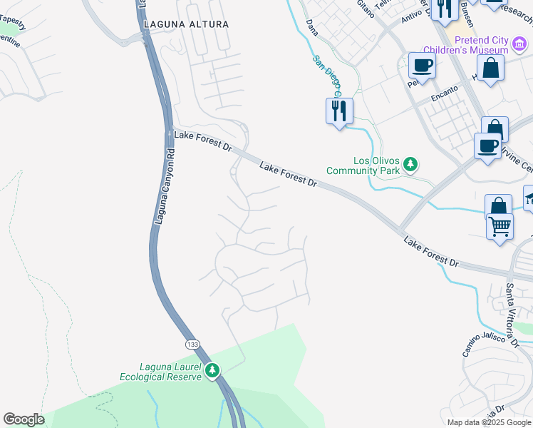 map of restaurants, bars, coffee shops, grocery stores, and more near 7535 Irvine Center Drive in Irvine