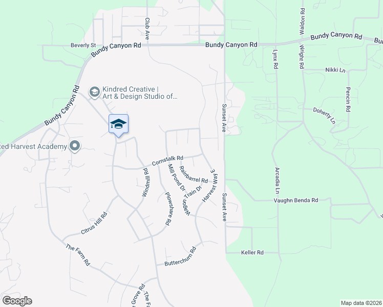 map of restaurants, bars, coffee shops, grocery stores, and more near 33446 Furrow Court in Wildomar