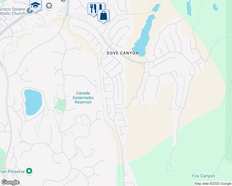 map of restaurants, bars, coffee shops, grocery stores, and more near 21 Wakonda in Trabuco Canyon