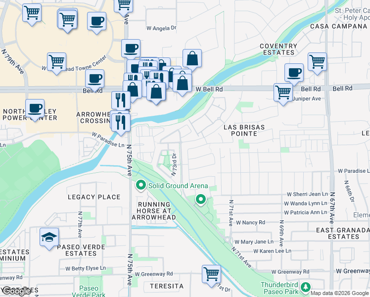 map of restaurants, bars, coffee shops, grocery stores, and more near 7241 Aire Libre Avenue in Glendale
