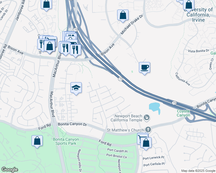 map of restaurants, bars, coffee shops, grocery stores, and more near 20 Molino in Newport Beach