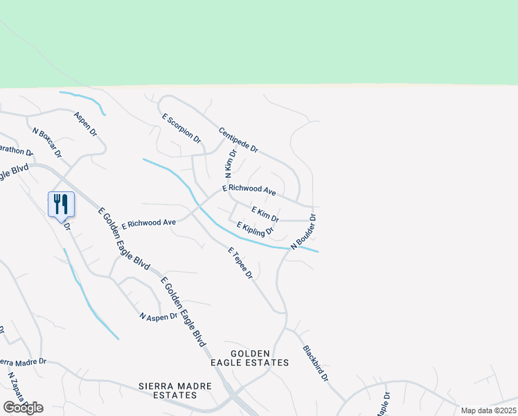 map of restaurants, bars, coffee shops, grocery stores, and more near 16213 North Zane Grey Lane in Fountain Hills