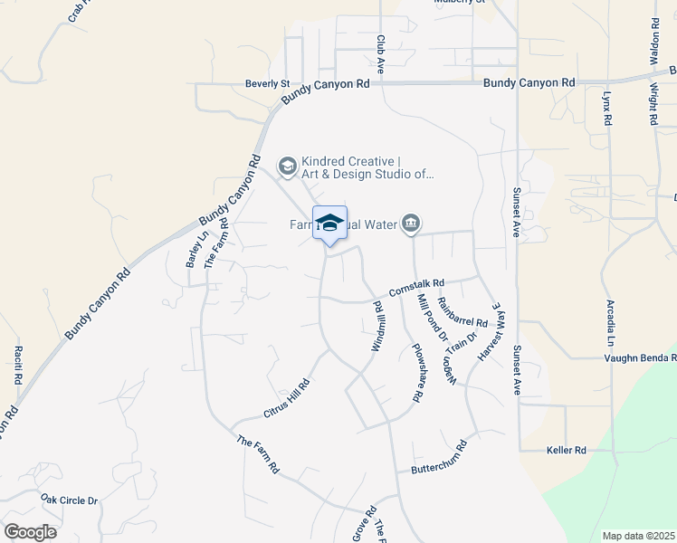 map of restaurants, bars, coffee shops, grocery stores, and more near 33509 Hayloft Street in Wildomar