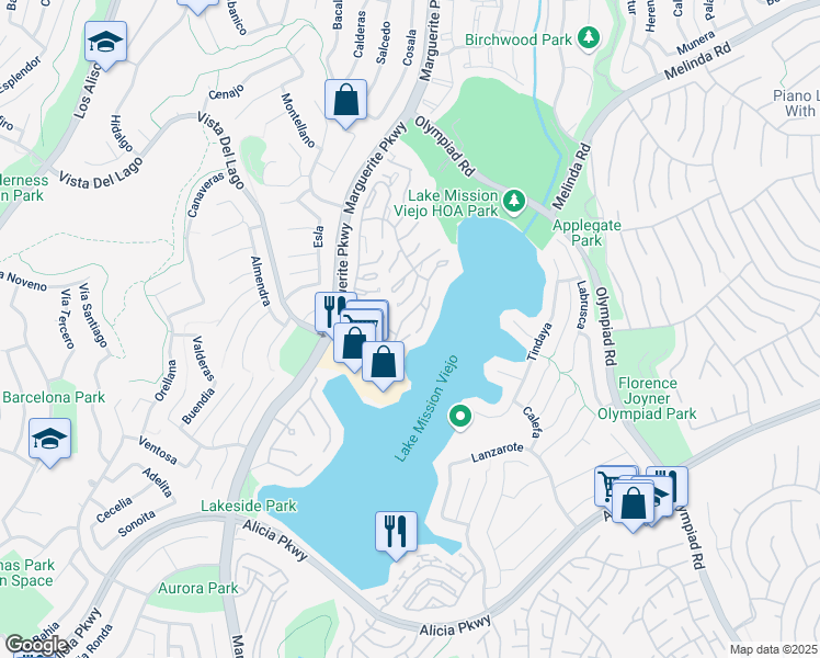 map of restaurants, bars, coffee shops, grocery stores, and more near in Mission Viejo