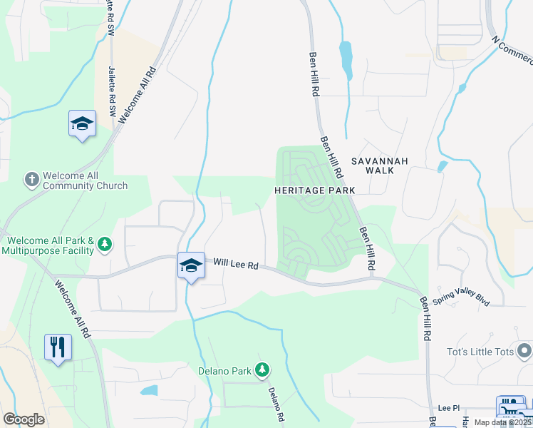 map of restaurants, bars, coffee shops, grocery stores, and more near 3909 Will Lee Road in College Park