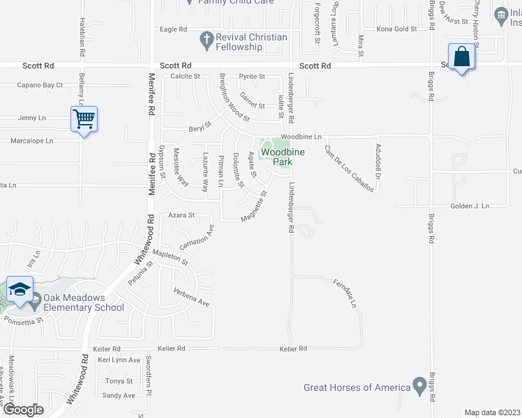 map of restaurants, bars, coffee shops, grocery stores, and more near 33518 Magnetite Street in Menifee