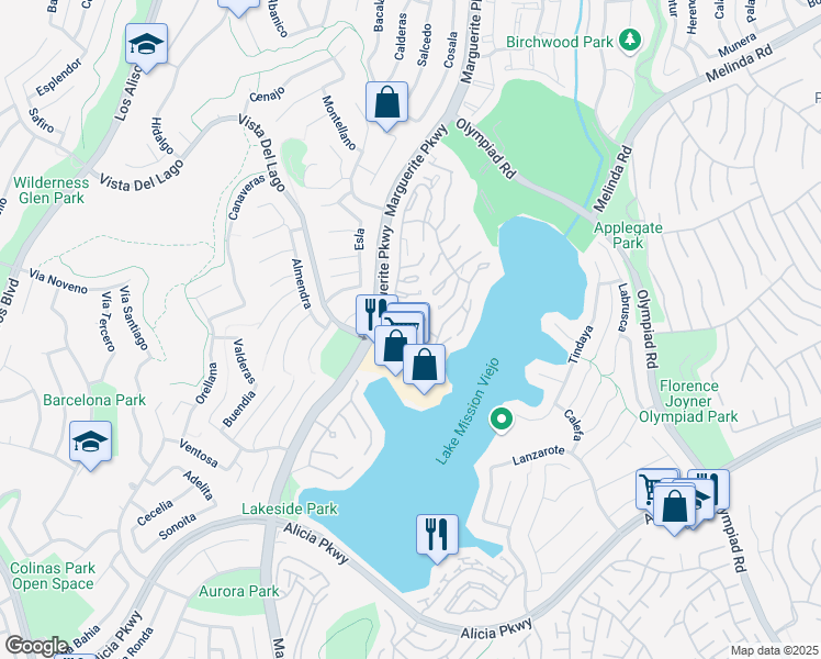 map of restaurants, bars, coffee shops, grocery stores, and more near 27766 Soller in Mission Viejo