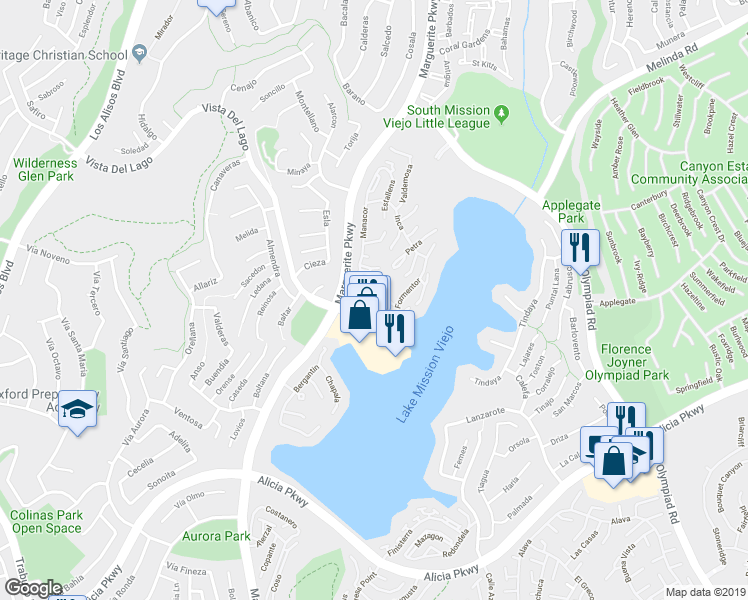 map of restaurants, bars, coffee shops, grocery stores, and more near 27766 Soller in Mission Viejo