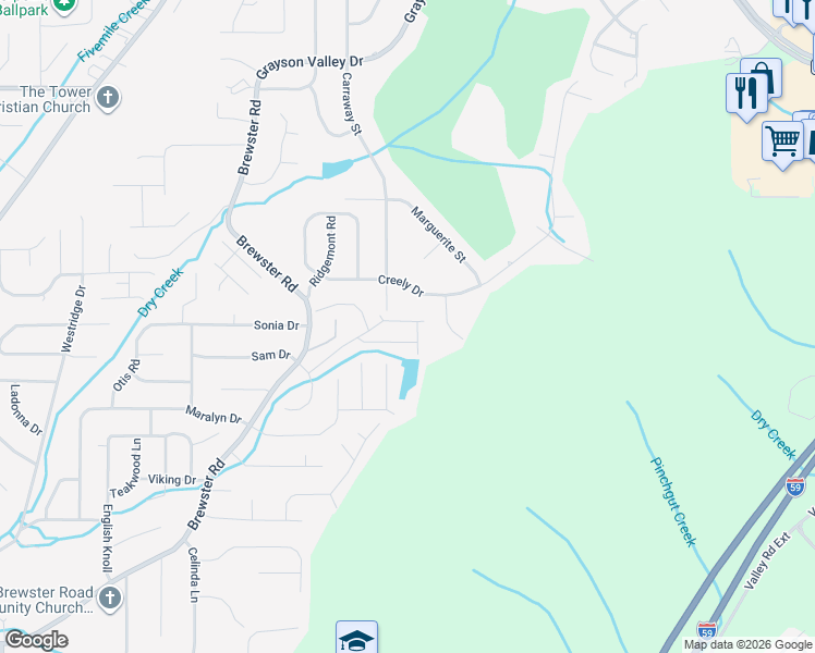 map of restaurants, bars, coffee shops, grocery stores, and more near 4408 Haley Way in Birmingham