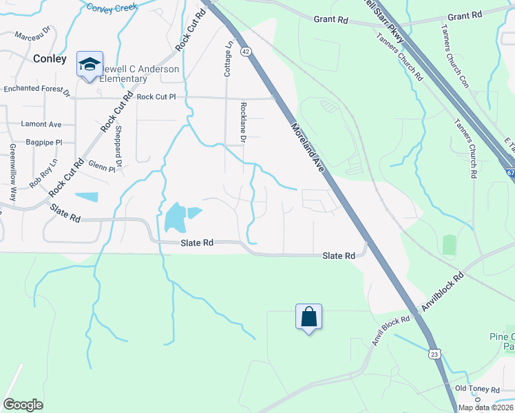 map of restaurants, bars, coffee shops, grocery stores, and more near 2044 Newton Estates Drive in Ellenwood