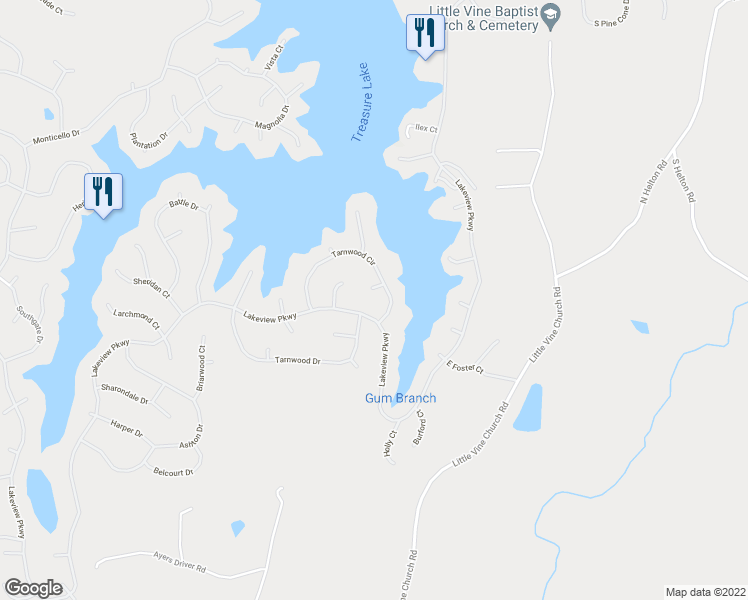 map of restaurants, bars, coffee shops, grocery stores, and more near 9211 Woodlake Court in Villa Rica