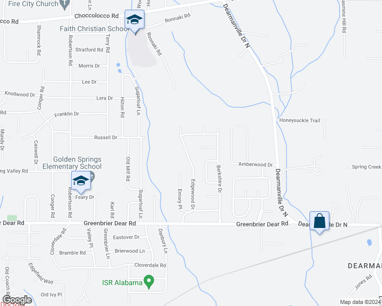 map of restaurants, bars, coffee shops, grocery stores, and more near 905 Edgewood Drive in Anniston