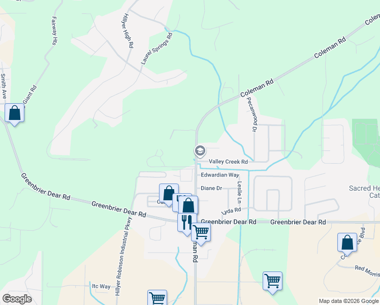 map of restaurants, bars, coffee shops, grocery stores, and more near 2414 Coleman Road in Anniston