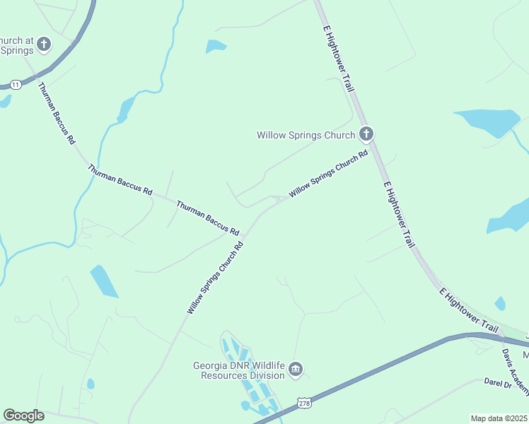 map of restaurants, bars, coffee shops, grocery stores, and more near 2280 Willow Springs Church Road in Social Circle