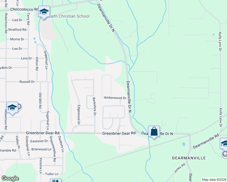 map of restaurants, bars, coffee shops, grocery stores, and more near 4730 Amberwood Lane in Anniston