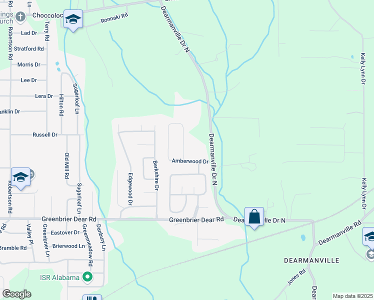 map of restaurants, bars, coffee shops, grocery stores, and more near 4730 Amberwood Lane in Anniston