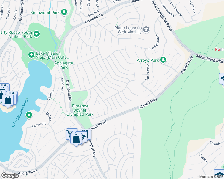 map of restaurants, bars, coffee shops, grocery stores, and more near 22591 Wakefield in Mission Viejo